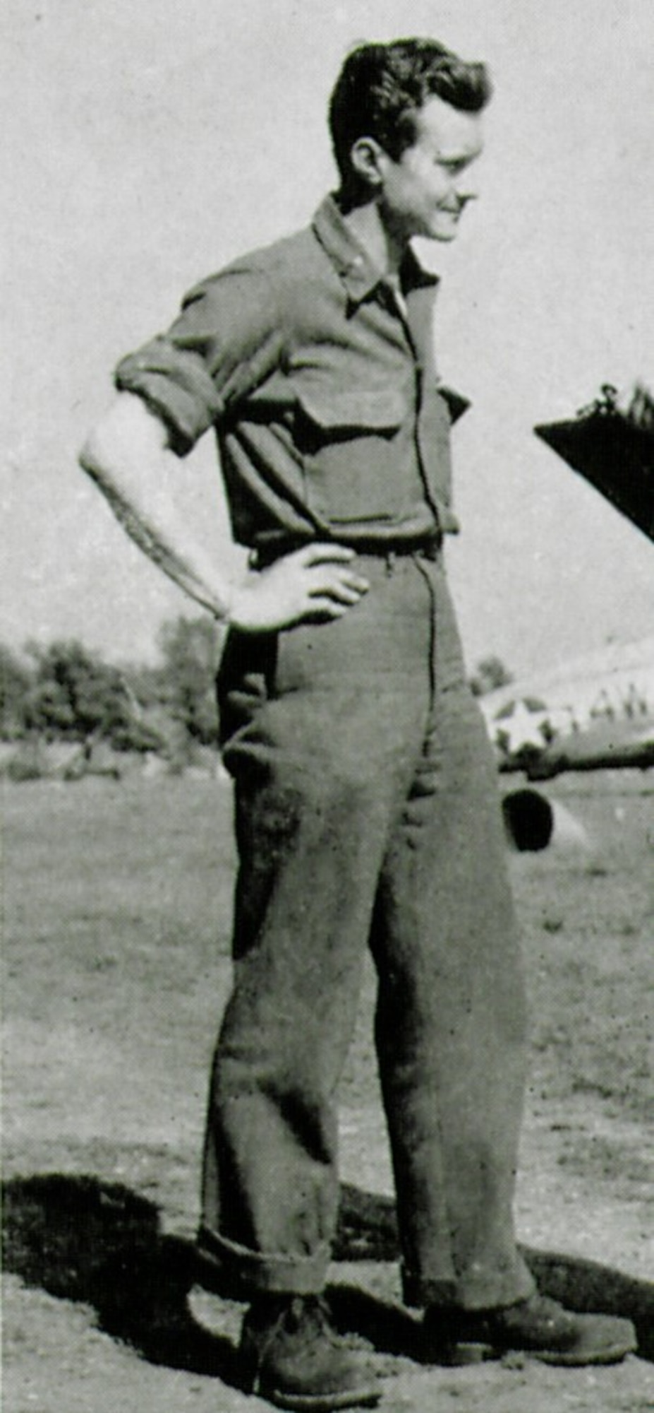 1st Lt. Robert W. Meade, 406th Fighter Squadron, wounded in action, was awarded the Purple Heart.  (The Story of the 371st Fighter Group in the ETO)