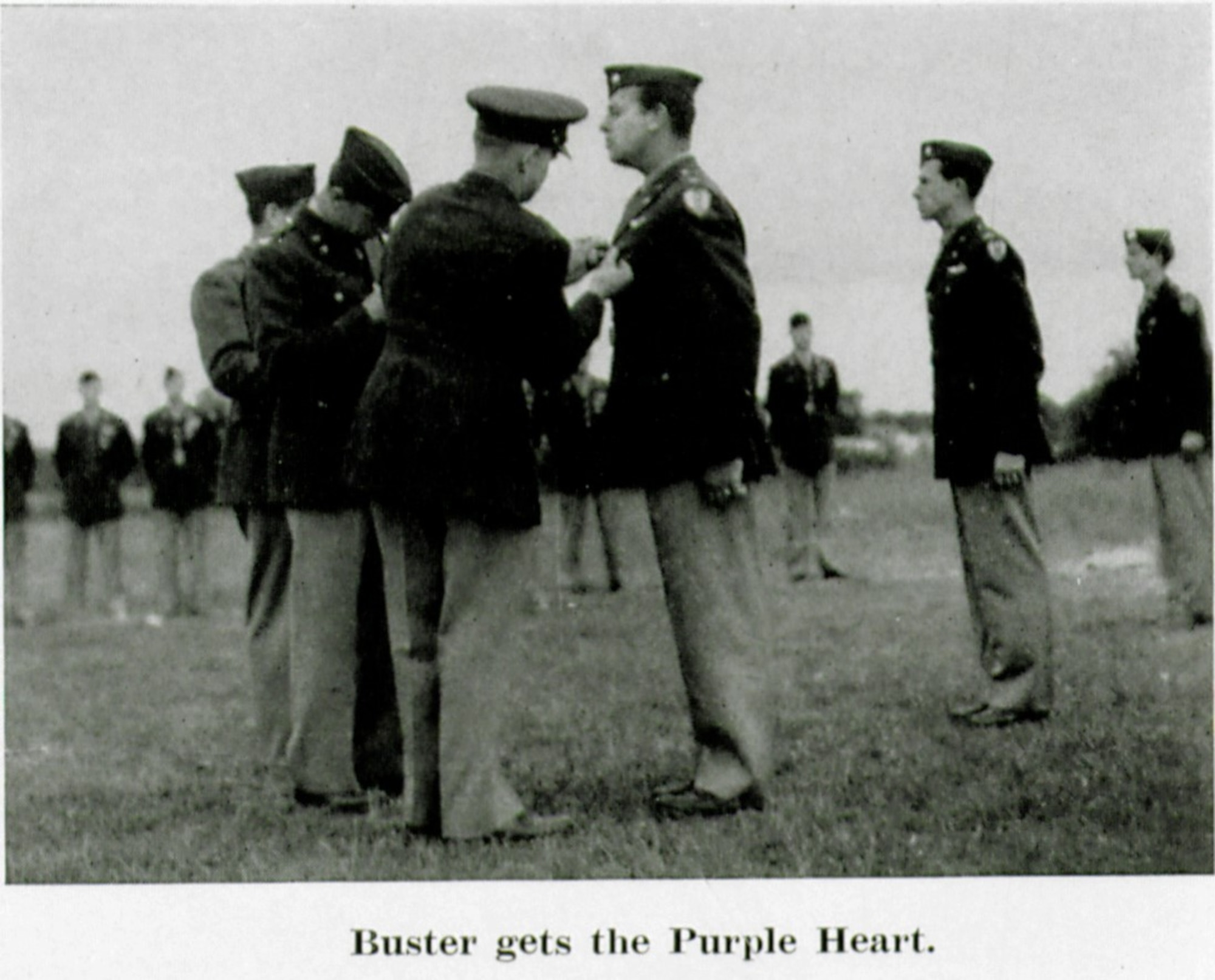 Maj. Edmond A. Goolsbee, 406th Fighter Squadron, wounded in action, was awarded the Purple Heart.  (The Story of the 371st Fighter Group in the ETO)