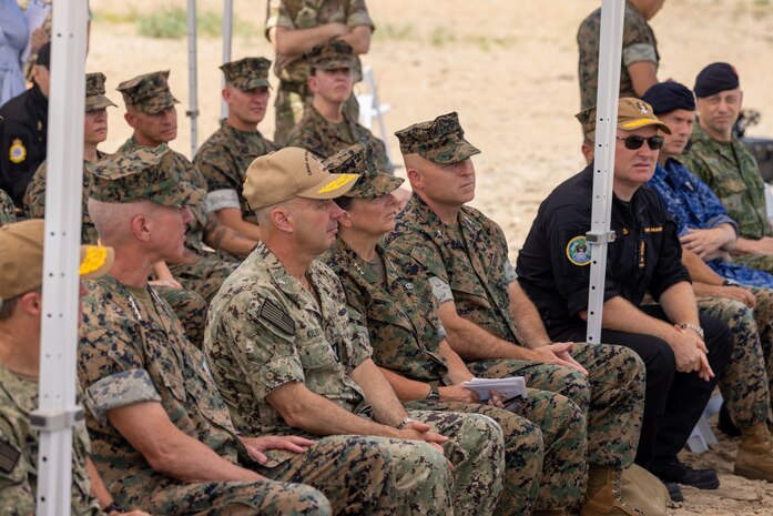 U.S. Marine Corps Lt. Gen. Bobbi Shea, commanding general, Fleet Marine Force, Atlantic, commander, Marine Forces Command, commander, Marine Forces Northern Command, with the 39th Commandant of the Marine Corps, Gen. Eric Smith and Acting Chief of Naval Operations Adm. Jim Kilby, observe an amphibious assault exercise as part of Atlantic Alliance 2025 in Fort Story, Virginia, June 30, 2025. II Marine Expeditionary Force, Marine Forces Reserve, and U.S. Second Fleet, along with NATO Allies from the Netherlands and the United Kingdom, are conducting Atlantic Alliance 2025. Atlantic Alliance 2025 is the premier East Coast amphibious exercise, taking place along the eastern seaboard from North Carolina to Maine and focusing on the unique amphibious capabilities offered by the Navy-Marine Corps team. (U.S. Marine Corps photo by Lance Cpl. Thirteen Bahizi)