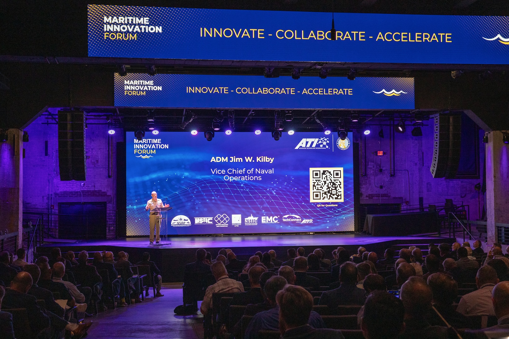 WASHINGTON (August 7, 2025) - Vice Chief of Naval Operations (VCNO) Adm. James Kilby, gave the keynote address at the Maritime Innovation Forum: Advanced Manufacturing: Innovation for Maritime Readiness, that was held at the Capital Turnaround. (U.S. Navy photo by Laura Lakeway/RELEASED)