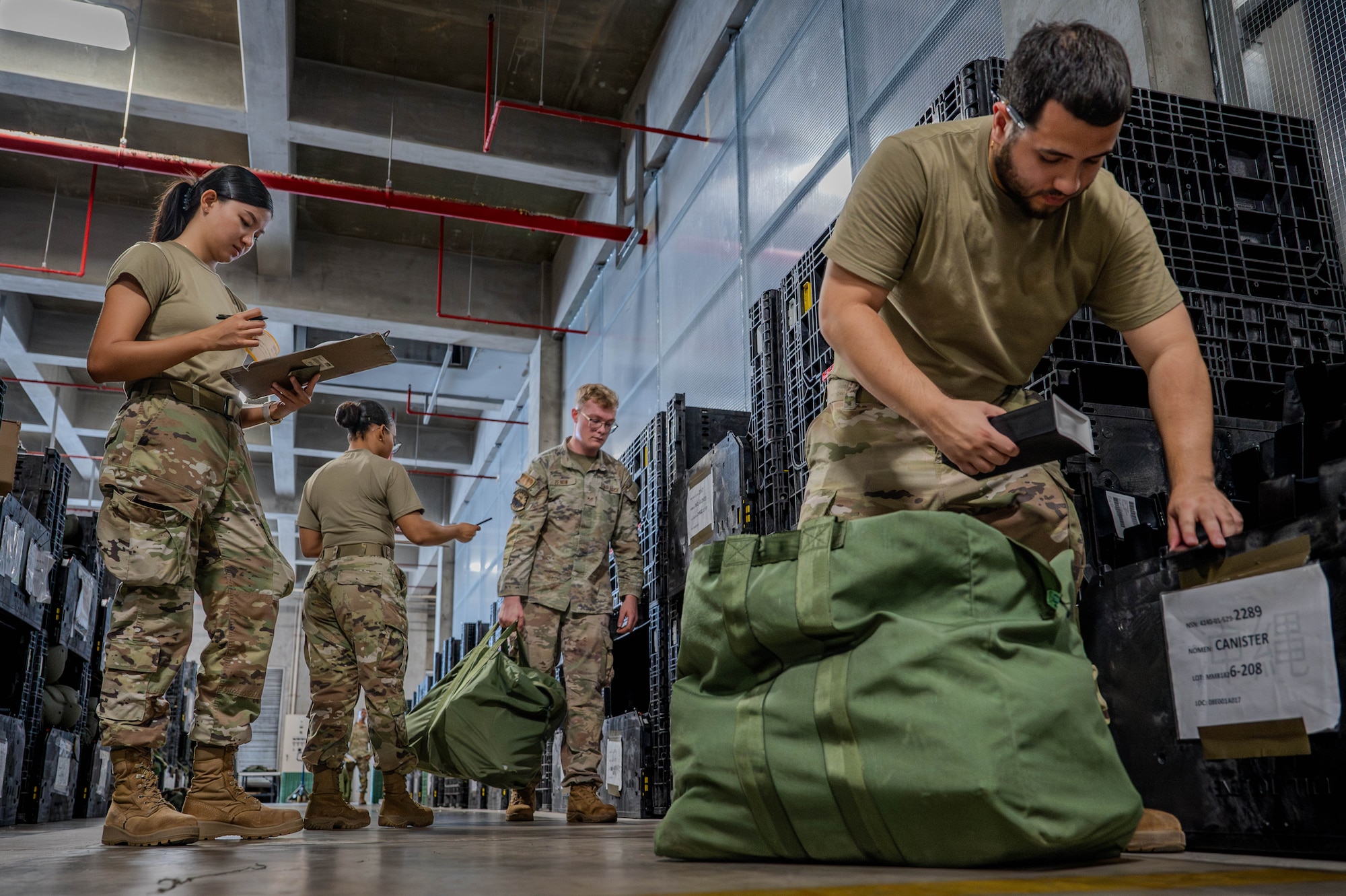 Airmen supply bags.