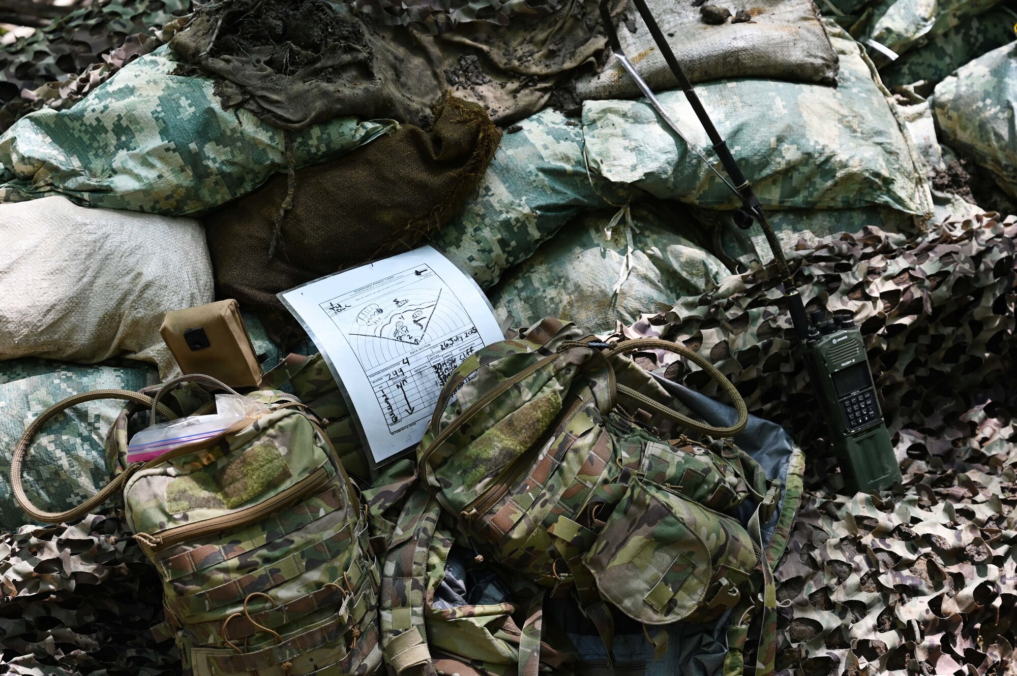 Combat gear is set out on ground