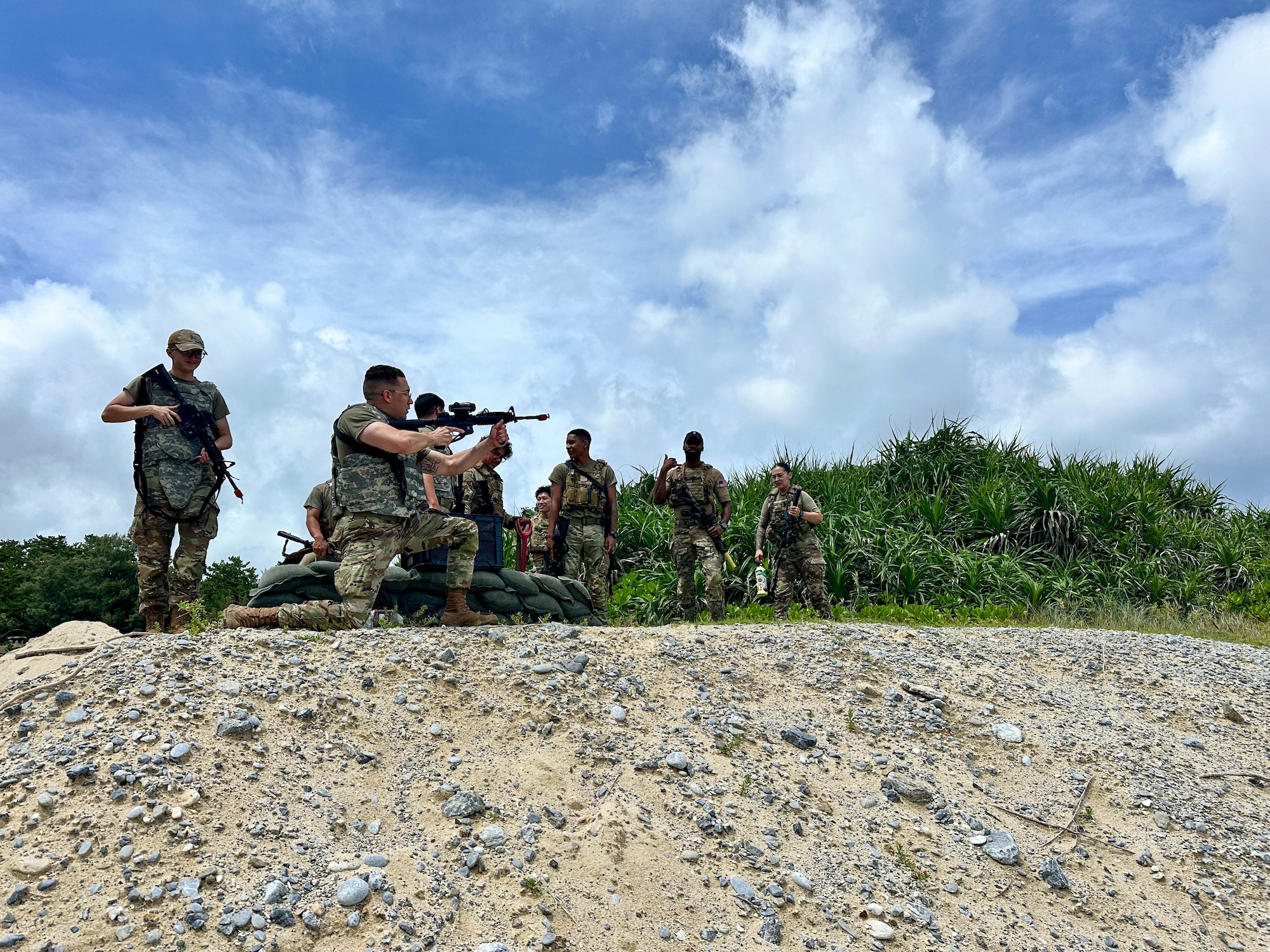 Service members doing perimeter patrol.