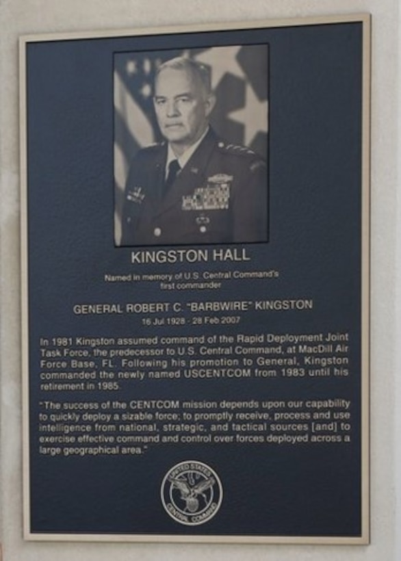 Tampa, Fla. – U.S. Central Command (CENTCOM) held a dedication ceremony on August 7, to formally name its headquarters building in honor of its first commander, the late U.S. Army Gen. Robert Kingston.