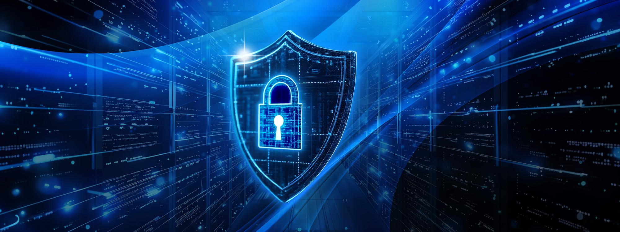 Modified Illustration. Data security and big data-themed image [image is not public domain ©stock.adobe.com.