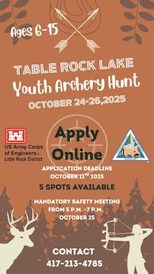graphic announcing the table rock lake youth archery hunt