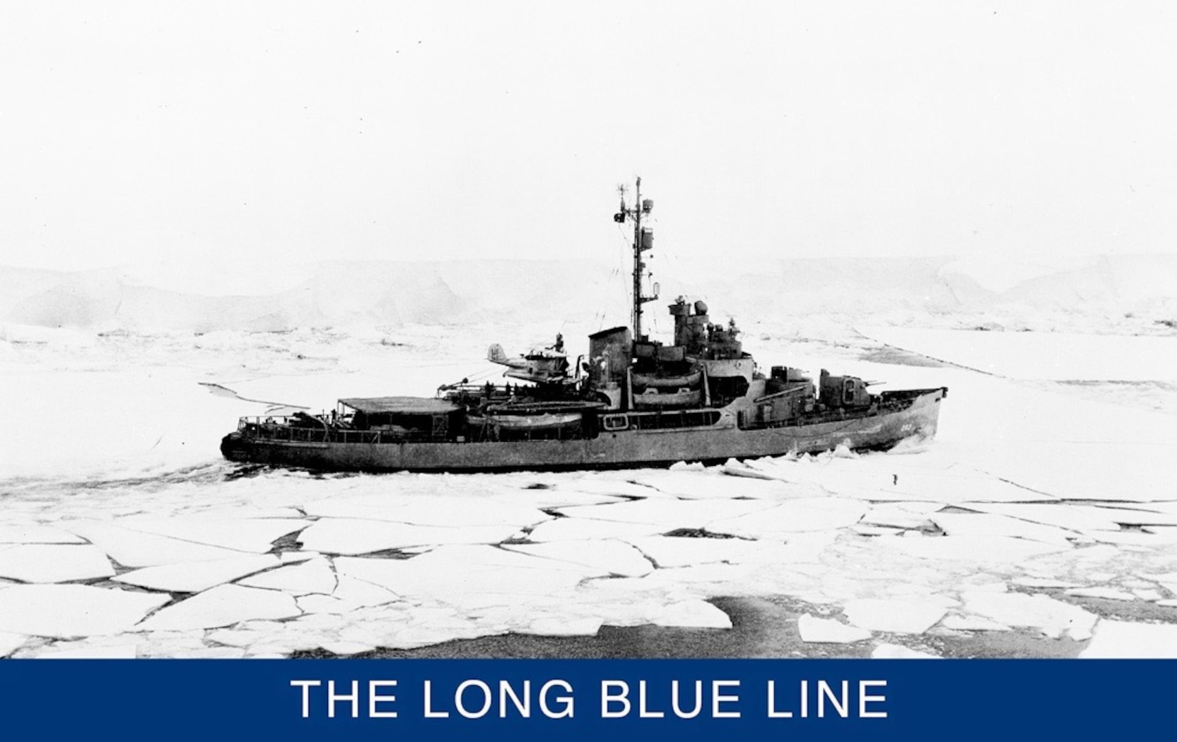 Wind-Class icebreaker Northwind breaking ice in the Antarctic in 1947 during Operation High Jump. This mission marked the first of many Coast Guard icebreaker assignments to Antarctica. (U.S. Coast Guard)