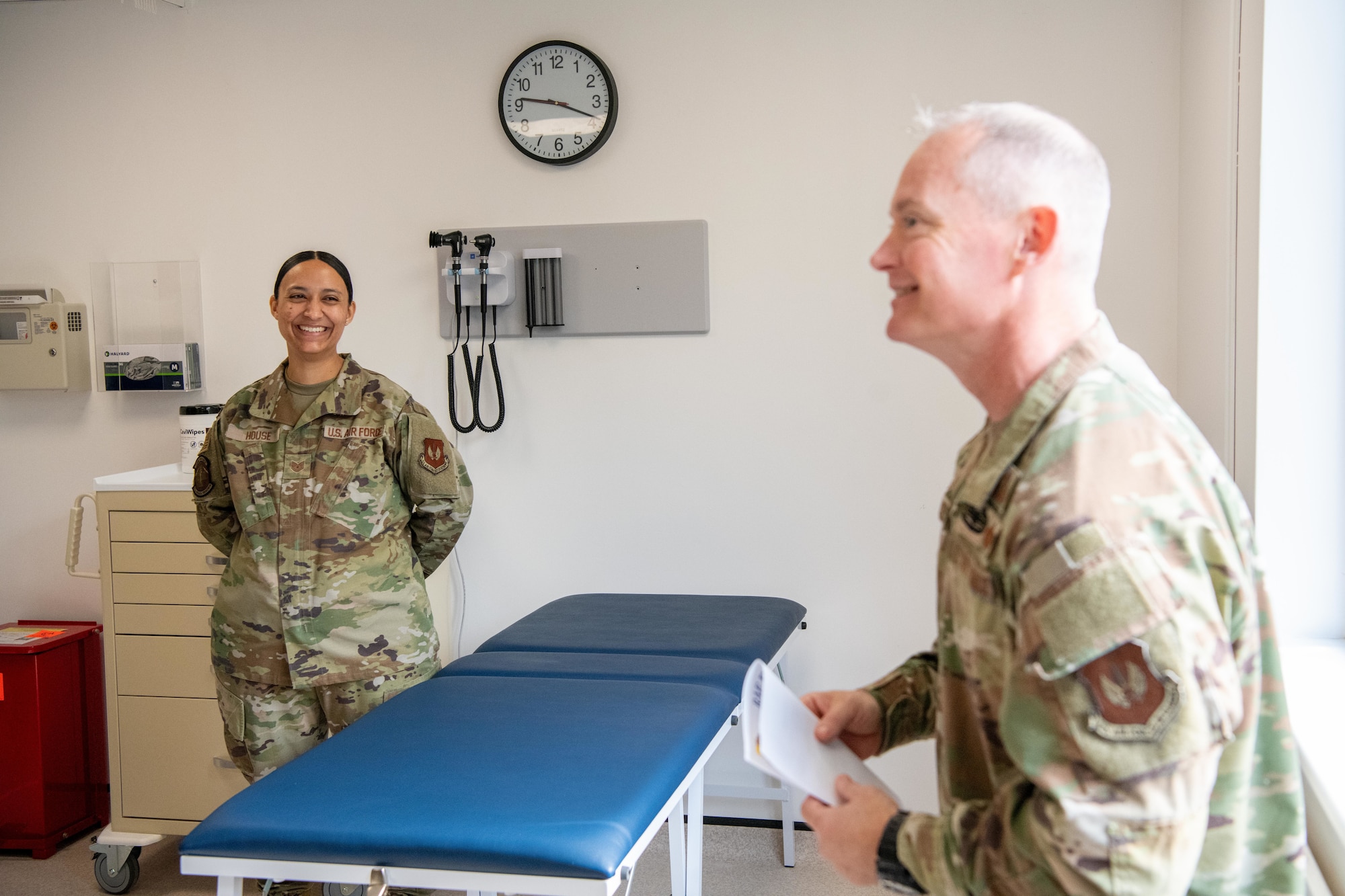 Col. D. Landon Phillips, then-501st Combat Support Wing commander, tours an exam room