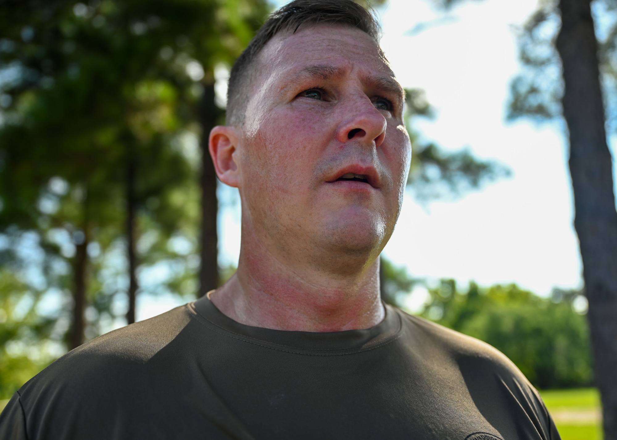 U.S. Air Force Capt. Bryan Berrio, 331st Recruiting Squadron operations flight commander, prepares to start a workout with Warrior Fitness Club participants at Maxwell Air Force Base, Alabama, July 25, 2025.