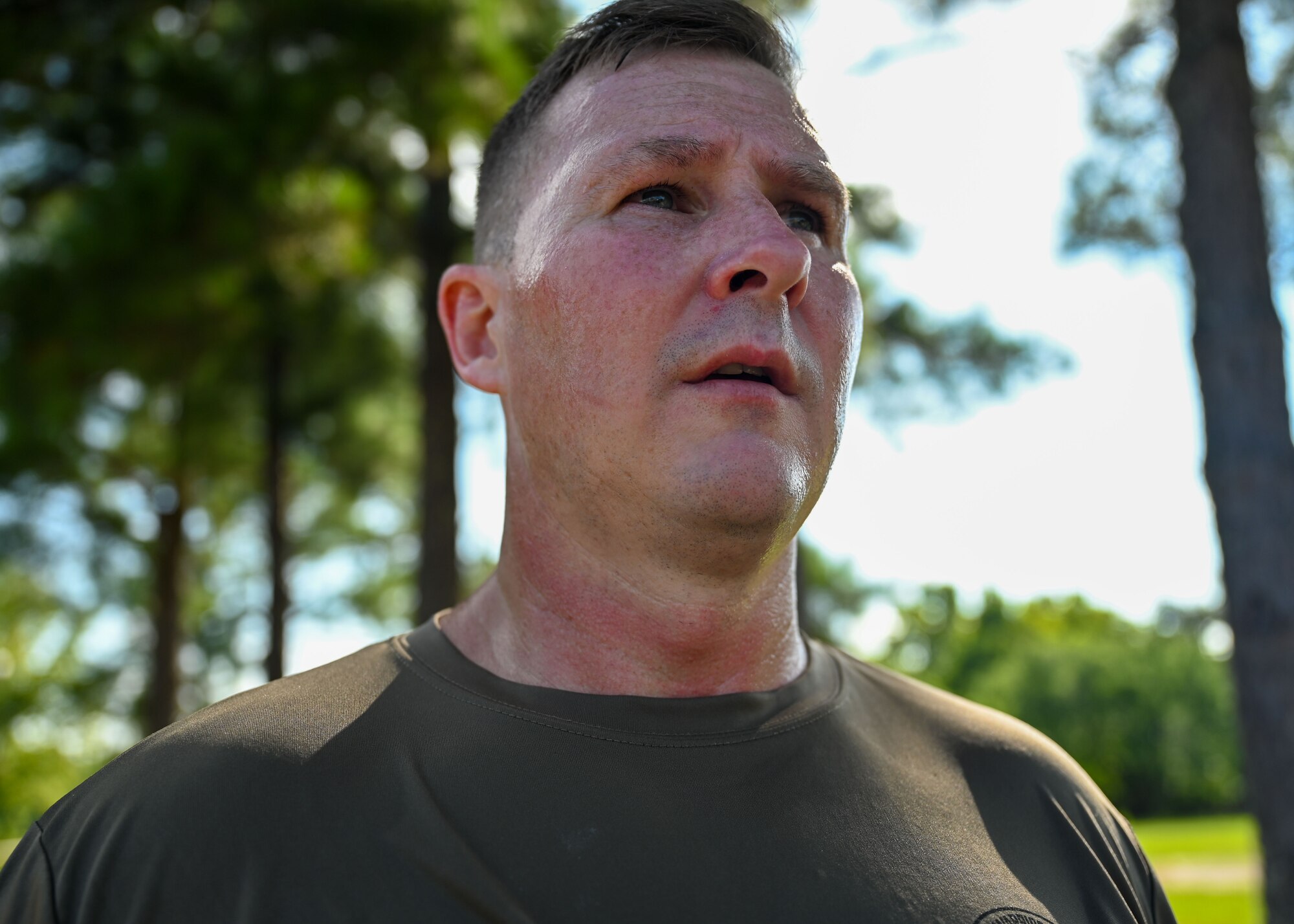U.S. Air Force Capt. Bryan Berrio, 331st Recruiting Squadron operations flight commander, prepares to start a workout with Warrior Fitness Club participants at Maxwell Air Force Base, Alabama, July 25, 2025.