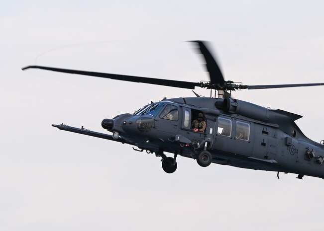 Helicopter in the sky.