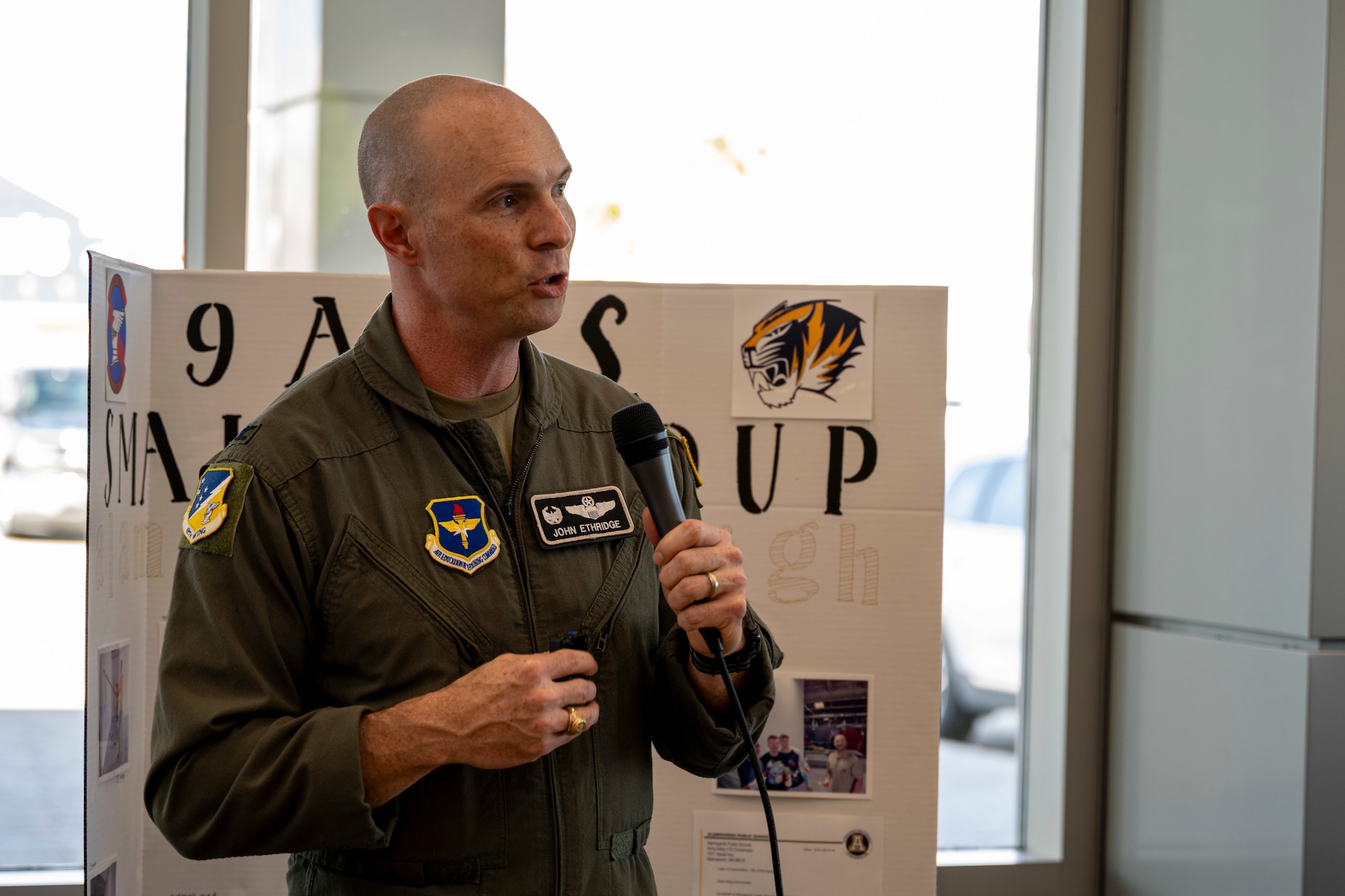 U.S. Air Force Col. John Ethridge, 49th Wing Commander, gives a speech during the closing ceremony of the 2025 Casa Big Give at Alamogordo, New Mexico, Aug. 5, 2025.