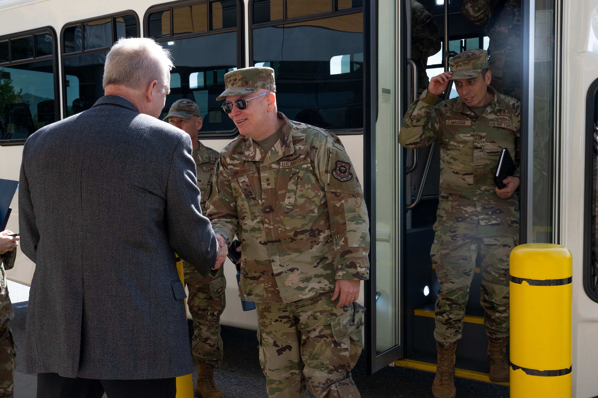 Harrell and Magana toured the installation and met with Airmen from multiple medical facilities to answer questions, award Airmen for their achievements and to get a view of the medical impact on readiness of the Force.