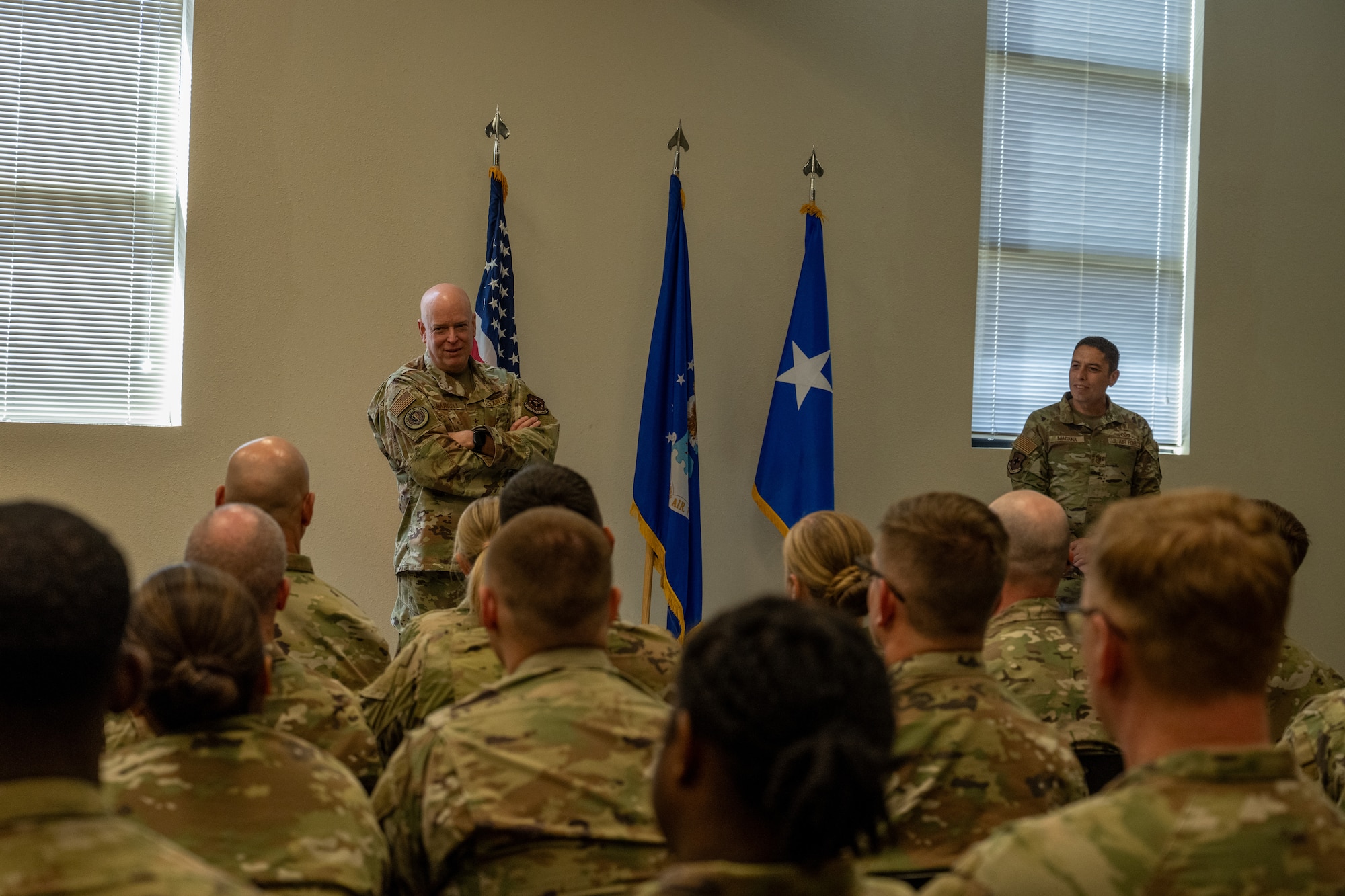 Harrell and Magana toured the installation and met with Airmen from multiple medical facilities to answer questions, award Airmen for their achievements and to get a view of the medical impact on readiness of the Force.