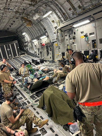 Airmen work together.