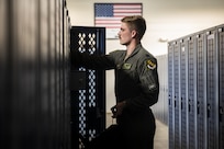 a pilot in a locker room