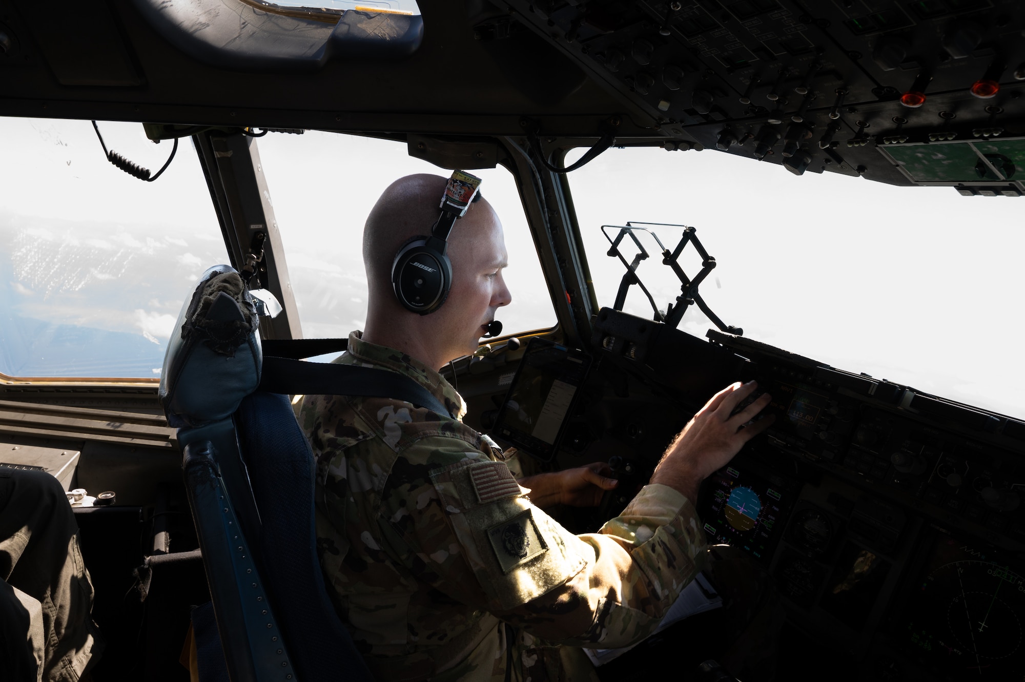 A pilot flies an aircraft.
