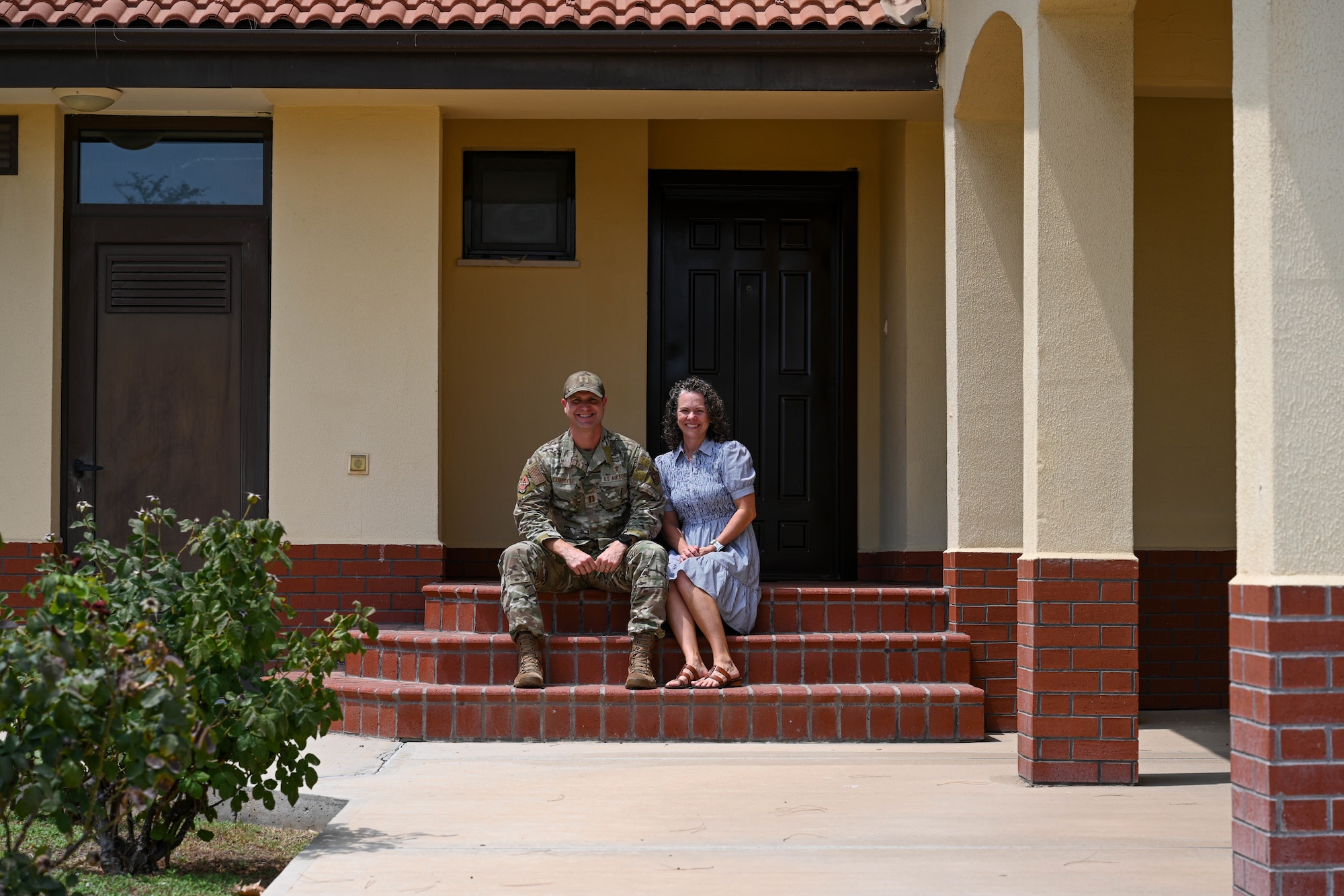 Military family poses for a photo