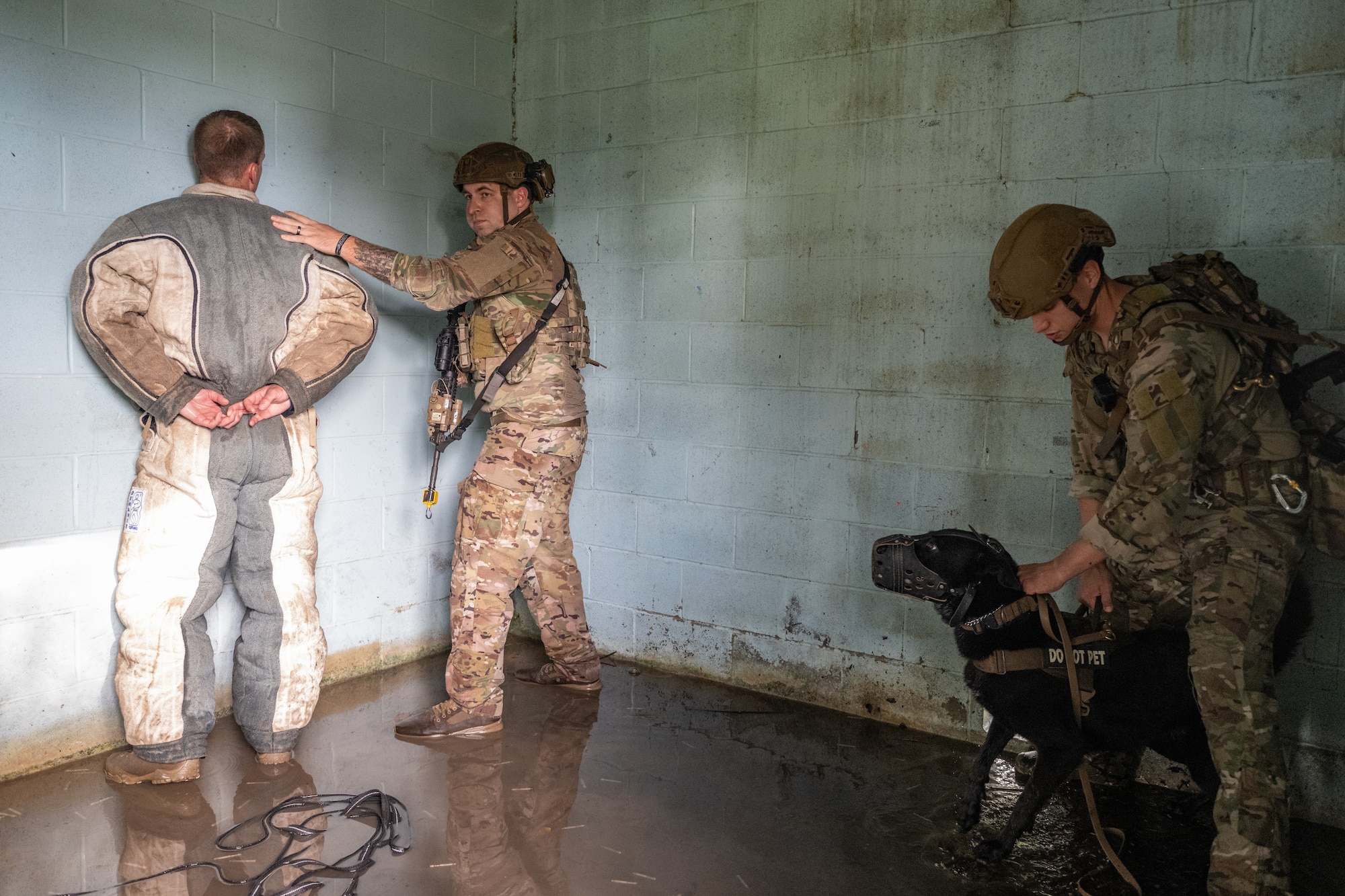 The 820th & 105th BDG conduct advanced military working dog and tactical training at Moody AFB.