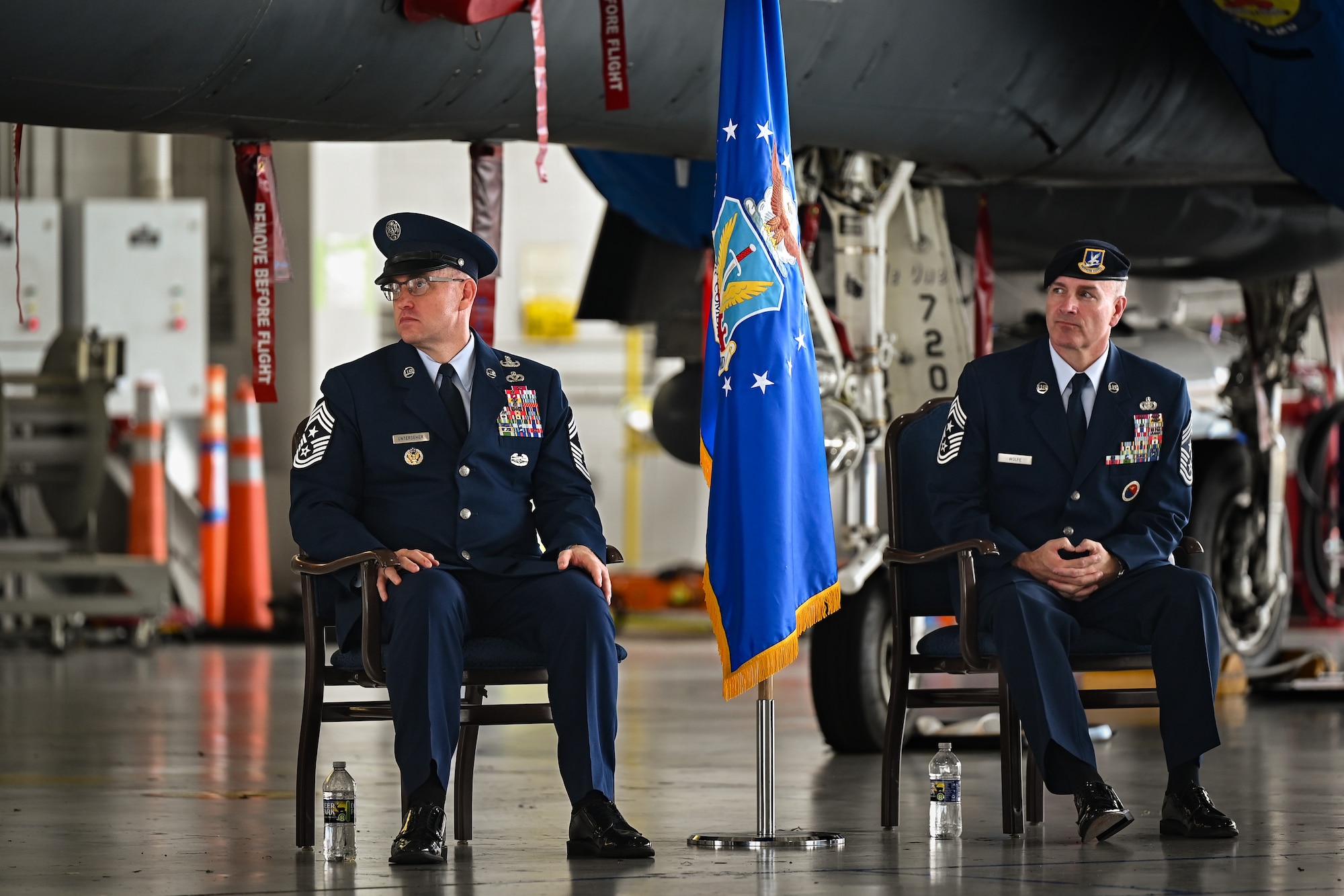 Airmen from Air Combat Command participate in a change of command ceremony.
