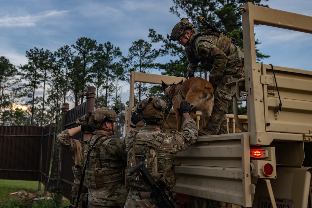The 820th & 105th BDG conduct advanced military working dog and tactical training at Moody AFB.
