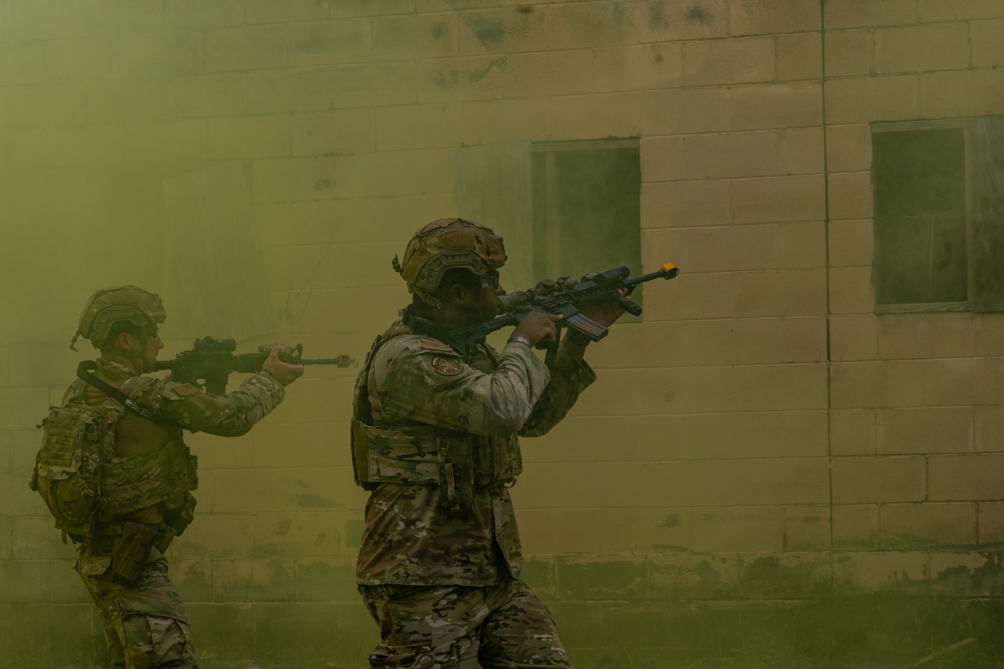 The 820th & 105th BDG conduct advanced military working dog and tactical training at Moody AFB.