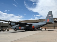 C-130 Hercules sits on the flightline