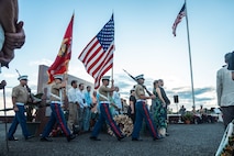 Multinational service members, veterans, Solomon Islands government leaders, members of the diplomatic community, and civilians attend the 83rd Anniversary of the Battle of Guadalcanal Ceremony at the Guadalcanal American Memorial in Honiara, Solomon Islands, Aug. 7, 2025.
