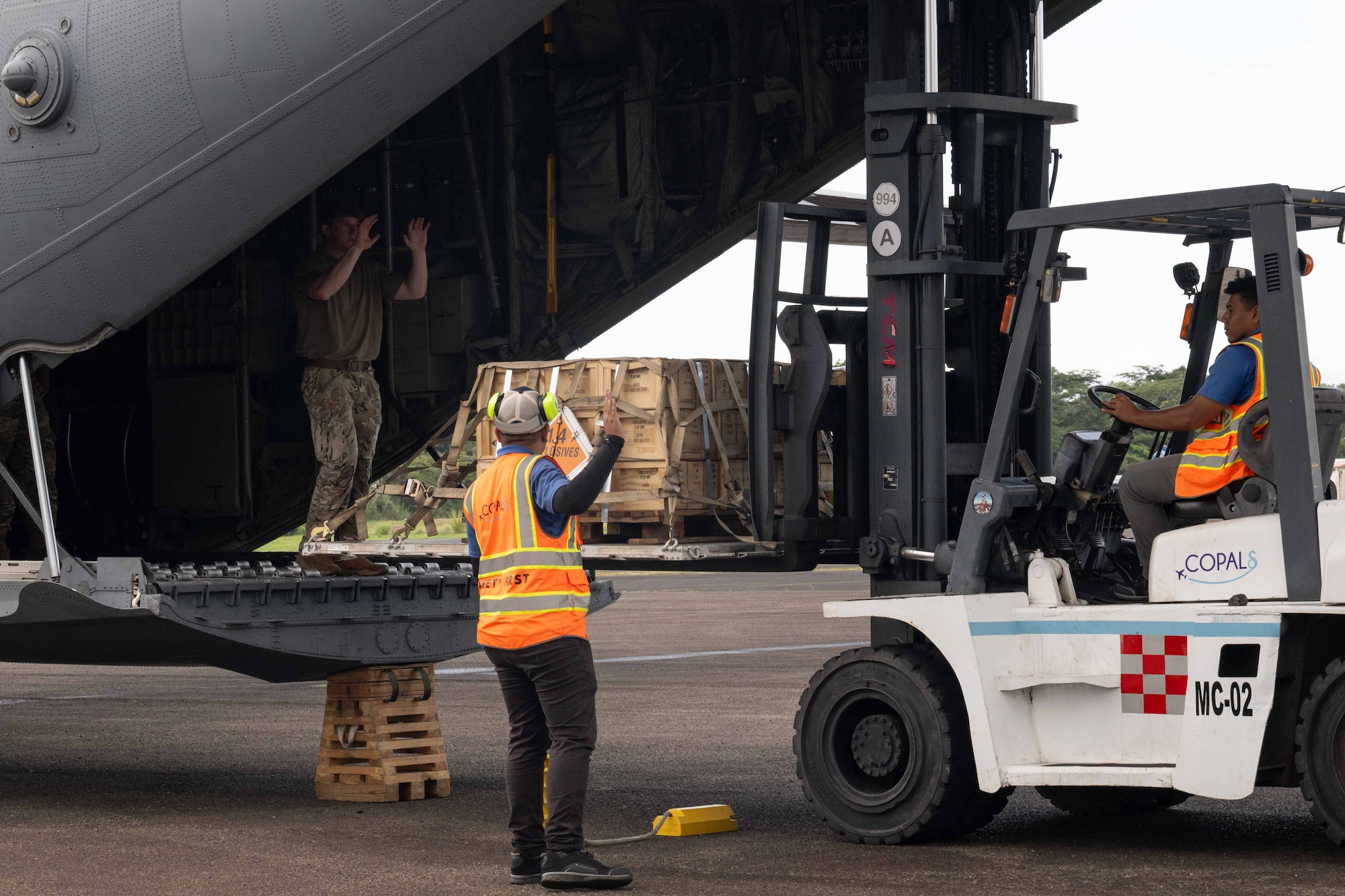 A C-130 delivers cargo