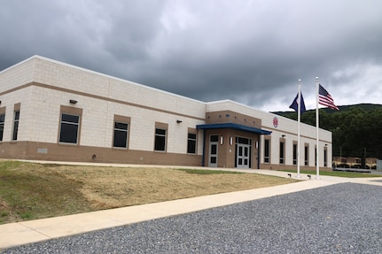 Exterior photo of a new Virginia National Guard armory
