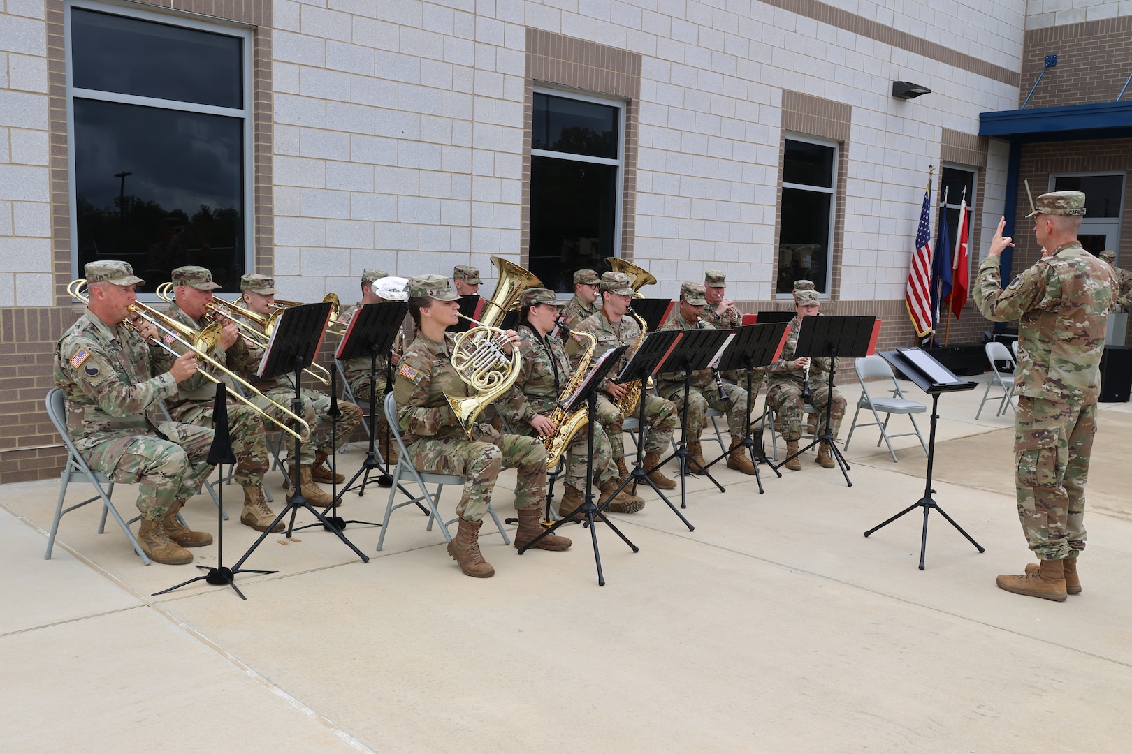 Military band playing ceremonial music at ceremony