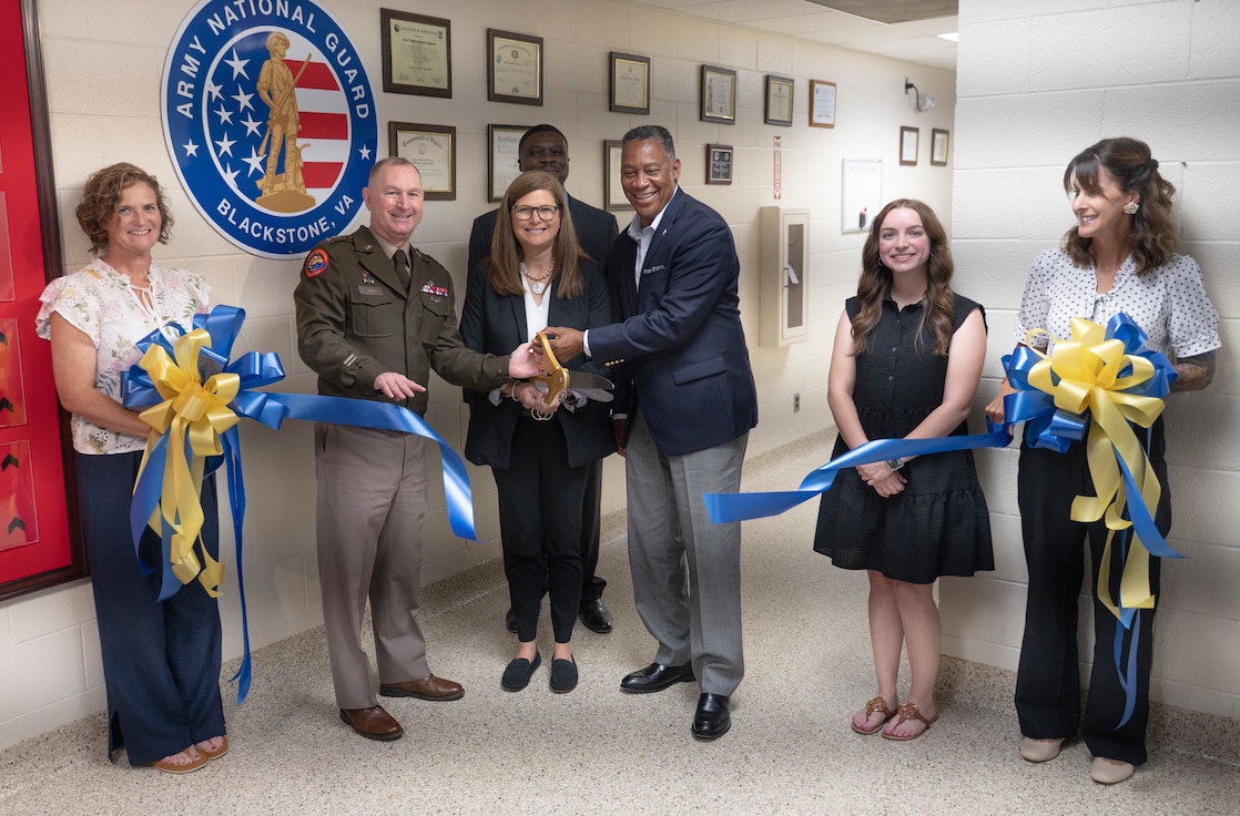 A ribbon is cut to signify the opening of STARBASE Blackstone