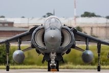 U.S. Marines with Marine Attack Squadron 223 prepare AV-8B Harriers for ordnance training