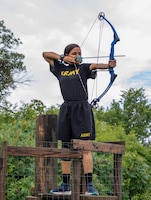 Fort Riley Soldiers took aim during the Victory Week Archery Tournament at the Outdoor Adventure Park on June 24, 2025. The event tested precision and focus as part of the weeklong celebration honoring the heritage and strength of the 1st Infantry Division. (U.S. Army photos by Spc. Autumn Johnson)