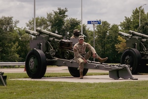 U.S. Army Maj. Gen. Monté L. Rone, commander of the 1st Infantry Division and Fort Riley, presided over a Victory with Honors Ceremony where Col. Jabari M. Miller accepted his new position, on Fort Riley, KS, July 18, 2025. Miller, who formerly served as a Federal Executive Fellow at the Brookings Institution, will serve as the Deputy Commanding Officer, Maneuver for the 1st Inf. Div. (U.S. Army photos by Sgt. Tyler Selige)