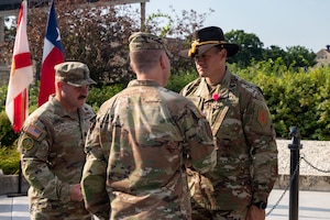 5th Squadron, 4th Cavalry Regiment, 1st Infantry Division held a Change of Responsibility Ceremony on the Cavalry Parade Field, at Fort Riley, KS, Aug. 05, 2025. Command Sgt. Maj. Jesse Dombroskas will be retiring from Active Duty after 24 years in service, and has relinquished responsibility to Command Sgt. Maj. John Ozment. (U.S. Army photos by Sgt. Tyler Selige)