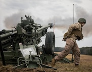 U.S. Marines with The Basic School demonstrate how to operate an M777 towed 155 mm howitzer to train newly commissioned officers at Marine Corps Base Quantico, Virginia, Feb. 28, 2024. Students at TBS are trained to be a rifle platoon commander equipped with high standards of professional knowledge, technical expertise and leadership. (U.S. Marine Corps photo by Sgt. Mitchell Johnson)