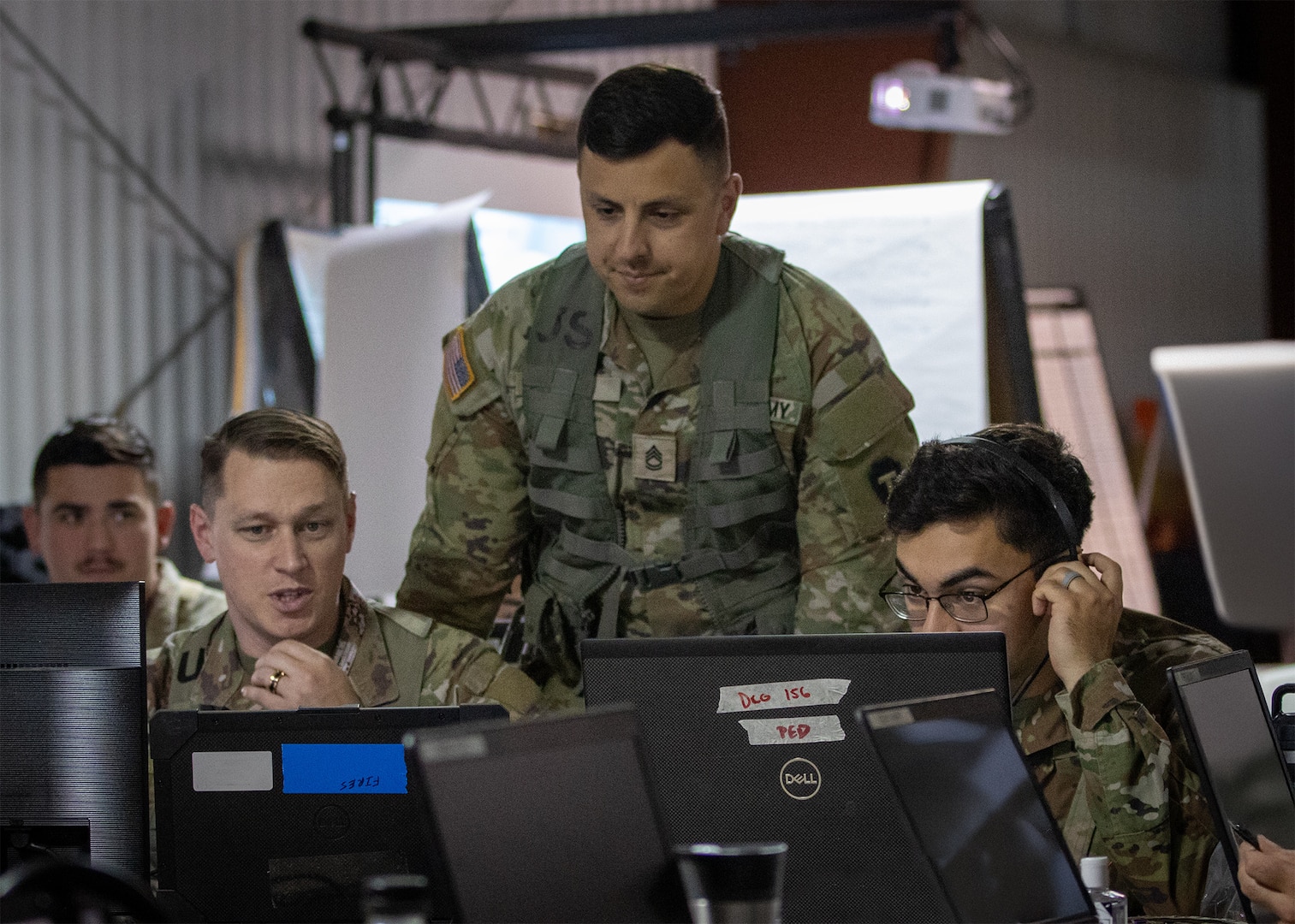 The 36th Infantry Division conducts simulated battlefield operations and logistics during Warfighter 25-5, July 30-Aug. 10, 2025, at the training facilities on the Indiana National Guard's Camp Atterbury.