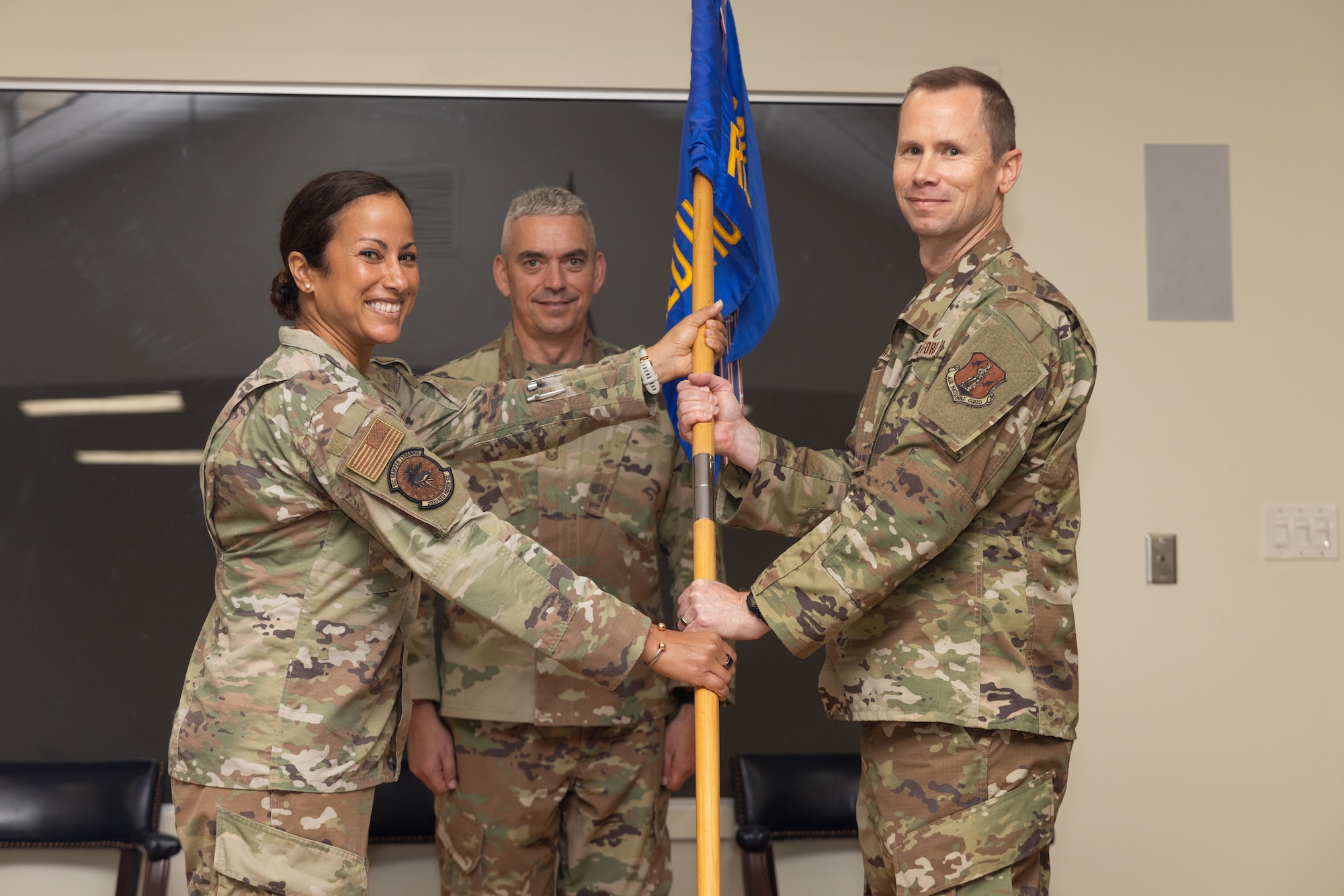 Nixon receiving guidon from Burge