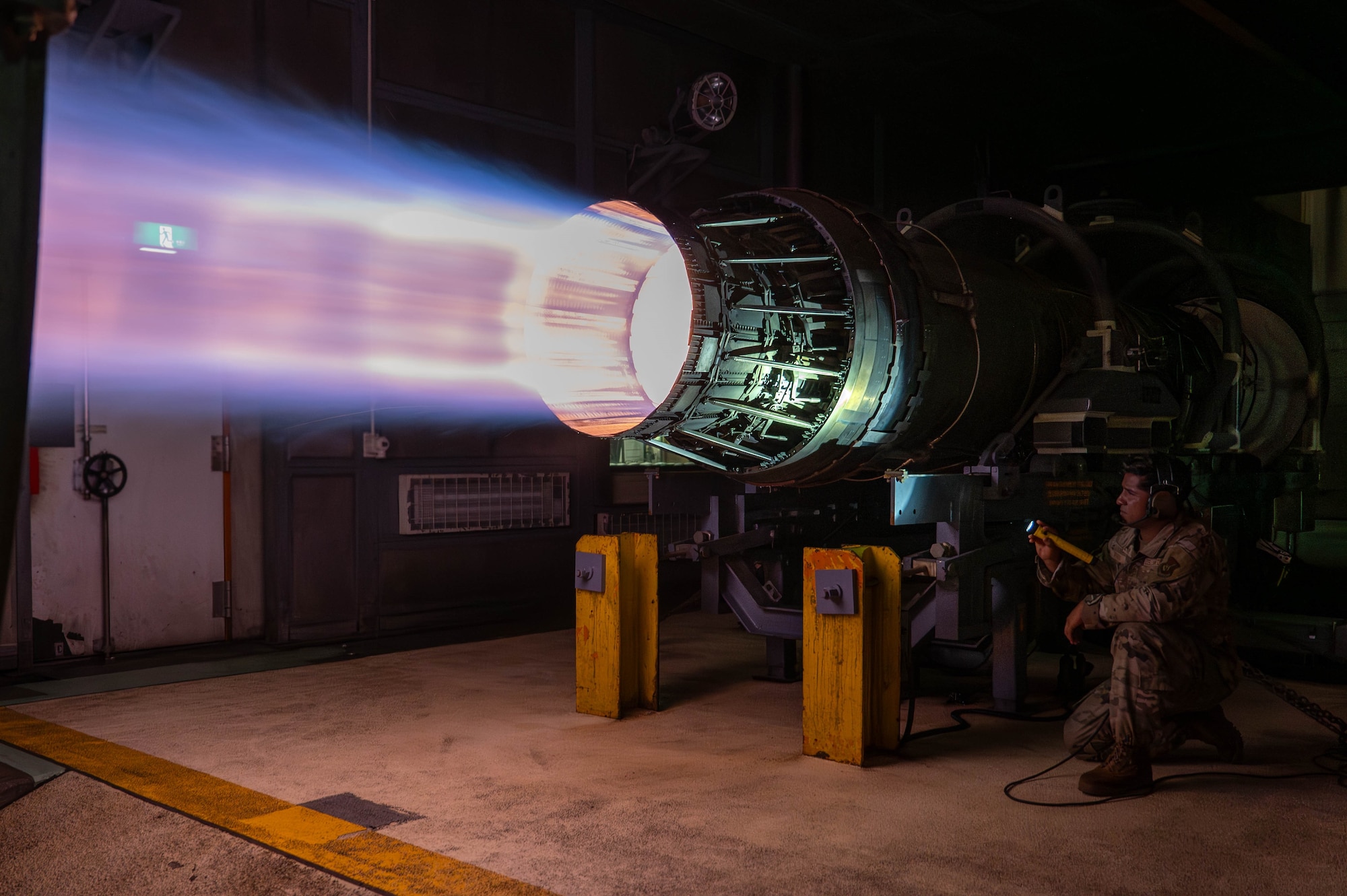 F-15E Strike Eagle engine, the F100-PW-220, conducts a routine afterburner test at Kadena