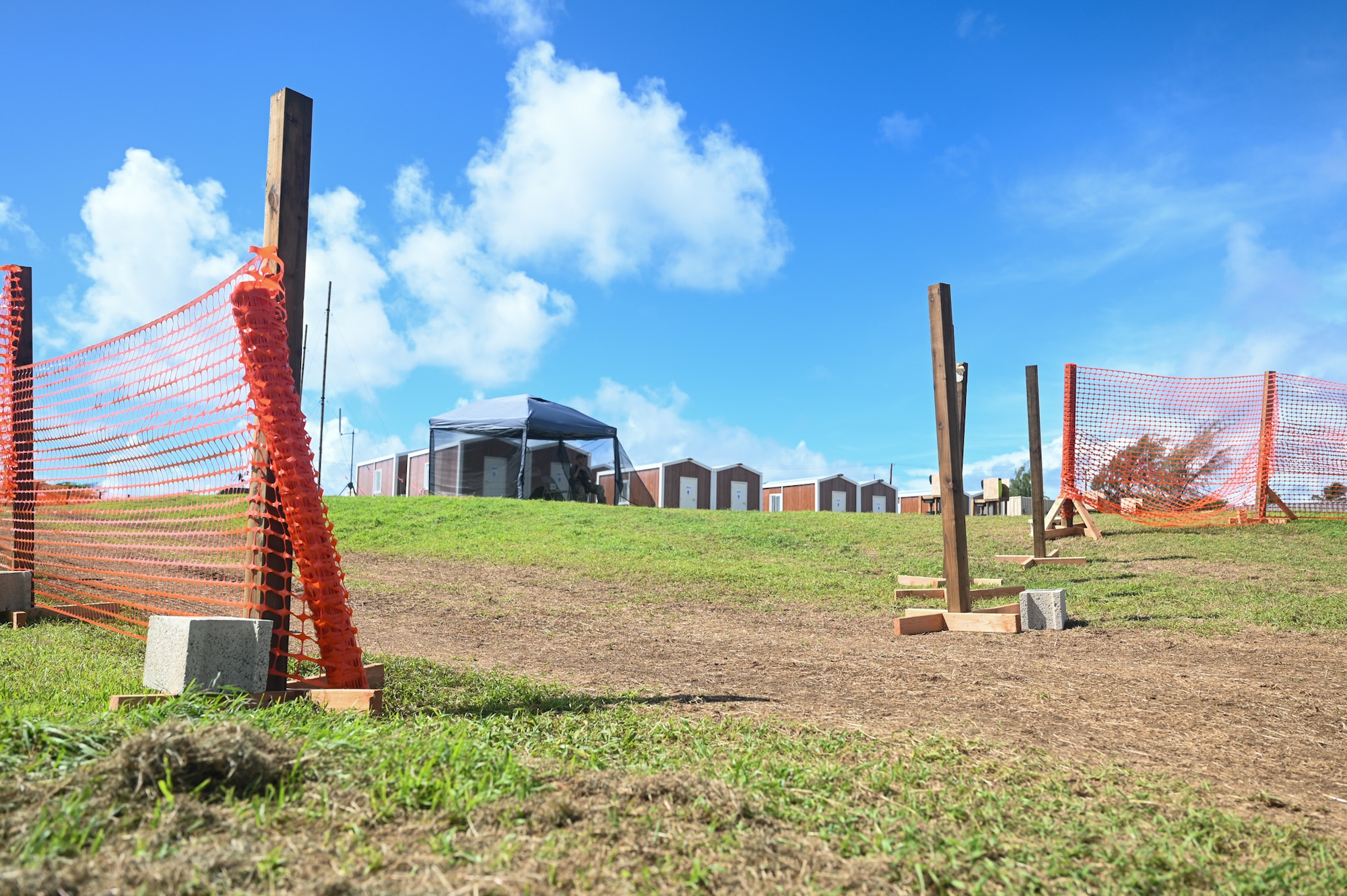 A perimeter fence offers security at 11th Air Task Force operations site in Saipan, Northern Mariana Islands, July 16, 2025, during exercise Resolute Force Pacific. REFORPAC involves nearly 300 aircraft and features U.S. Air Force members alongside colleagues from many partner nations and other branches of the military. (U.S. Air Force photo by Senior Airman Andrew Garavito)