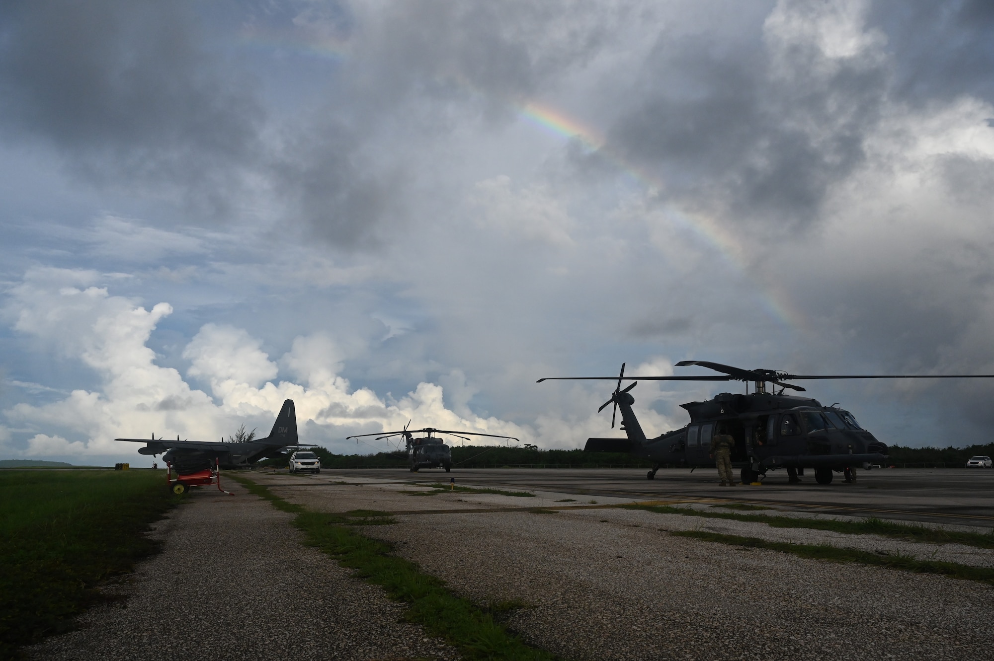 U.S. Air Force aircraft sit on the flight line ahead of a community day event during exercise Resolute Force Pacific in Saipan, Northern Mariana Islands, July 21, 2025. REFORPAC is a comprehensive test of the U.S. Air Force’s ability to quickly and effectively command and control air assets during any contingency. (U.S. Air Force photo by 2nd Lt. Grace Brandt)