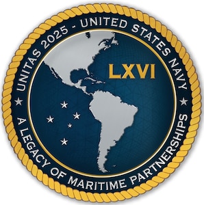 Depicted is the U.S. Navy’s UNITAS 2025 logo.  This year’s UNITAS, set for September, is the longest-running, multinational maritime exercise in the world. UNITAS 2025 will combine the efforts of Allies and Partners from across the globe and serve as the warfighting introduction to Navy 250 – the U.S. Navy’s year-long birthday celebration. U.S. Naval Forces Southern Command/U.S. 4th Fleet is the maritime component of U.S. Southern Command and the trusted maritime partner for Caribbean, Central and South America maritime forces leading to improved unity, security, and stability.