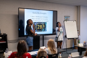 Students showcase their strengths during the Student Ambassador Training Program at the Military and Family Readiness Center on Yokota Air Base, Japan.