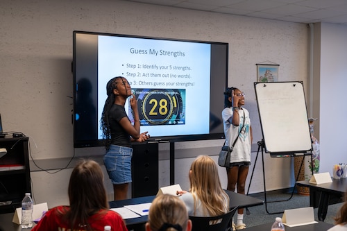 Students showcase their strengths during the Student Ambassador Training Program at the Military and Family Readiness Center on Yokota Air Base, Japan.
