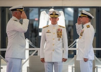 Capt. Jeremy Carlson relieved Capt. Mike Dwan as commander of Task Force (CTF 64), and Tomahawk Strike and Fires (N32) Director in a ceremony presided over by Vice Adm. J.T. Anderson, commander of U.S. 6th Fleet, Aug. 14, 2025.