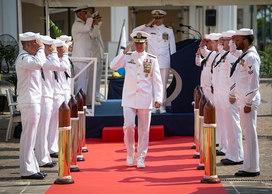 Capt. Jeremy Carlson relieved Capt. Mike Dwan as commander of Task Force (CTF 64), and Tomahawk Strike and Fires (N32) Director in a ceremony presided over by Vice Adm. J.T. Anderson, commander of U.S. 6th Fleet, Aug. 14, 2025.