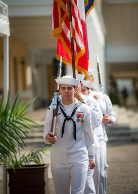 Capt. Jeremy Carlson relieved Capt. Mike Dwan as commander of Task Force (CTF 64), and Tomahawk Strike and Fires (N32) Director in a ceremony presided over by Vice Adm. J.T. Anderson, commander of U.S. 6th Fleet, Aug. 14, 2025.