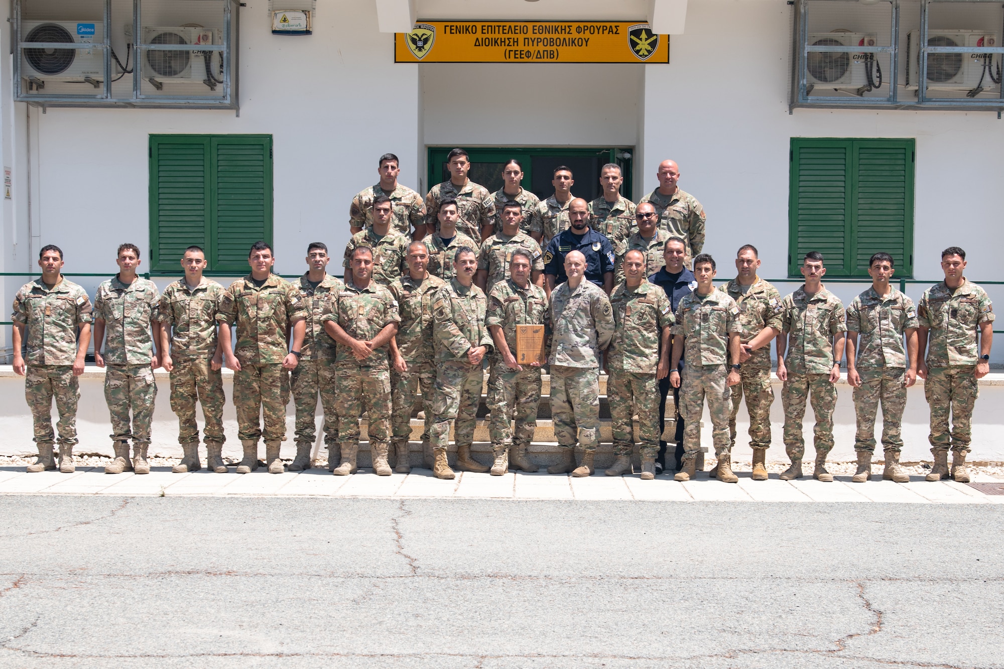 Group photo with Cypriots and 177th Airmen