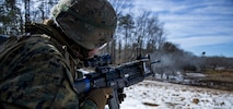 A student fires an M203 grenade launcher during Warrant Officer Basic Course 1-19 on Marine Corps Base Quantico, Virginia, Feb. 21, 2019. WOBC is designed to train and educate newly appointed and commissioned warrant officers in a variety of skills required to transition from enlisted Marine to officer, with particular emphasis on the duties, responsibilities and warfighting skills required of a rifle platoon commander. (U.S. Marine Corps photo by Warrant Officer Kowshon Ye)